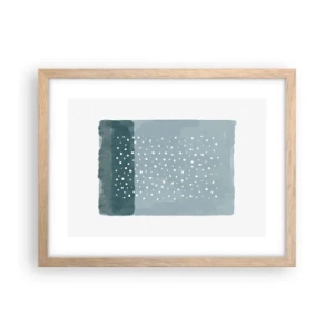 Plakat i ramme af lyst egetræ - Dyrket i blåt - 40x30 cm