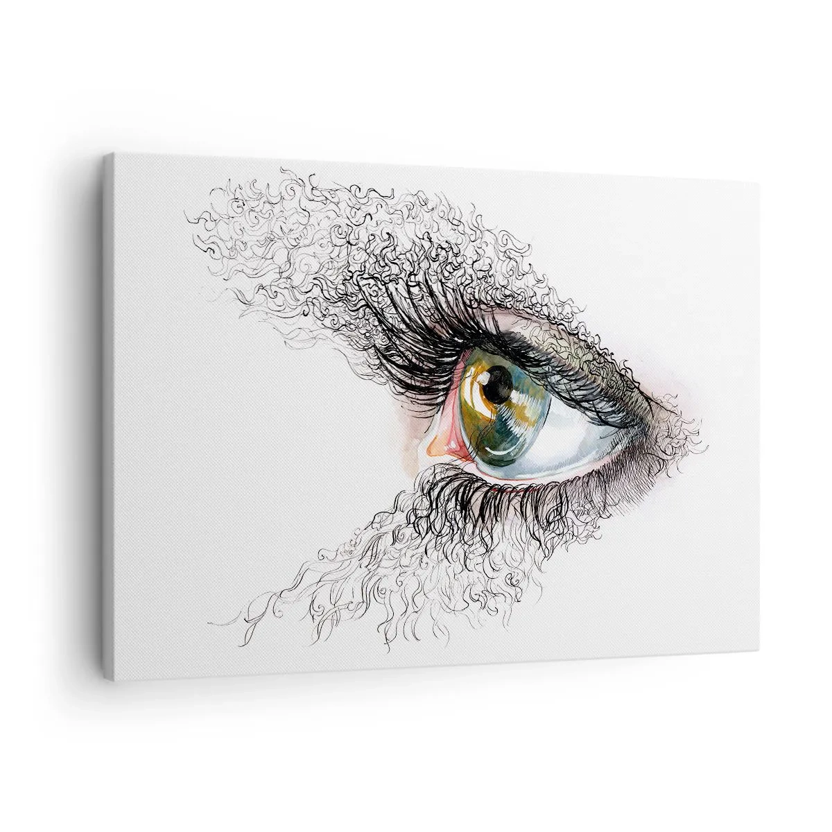 Lærredstryk - Billede på lærred - Et kunstnerisk øje med en gulgrøn iris og indviklede detaljer. - 70x50cm - Se direkte ind i sjælen - Moderne vægdekoration til stue og soveværelse ARTTOR