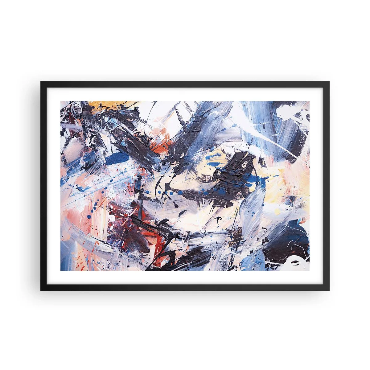 Plakat i sort ramme - Abstraktionens vanvittige dans - 70x50 cm