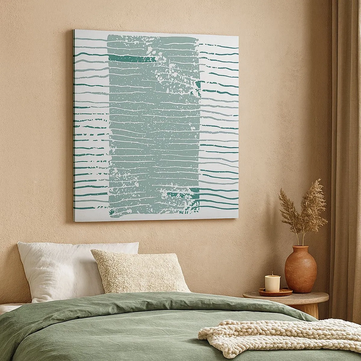 Lærredstryk - Billede på lærred - Marin abstraktion - 30x30 cm