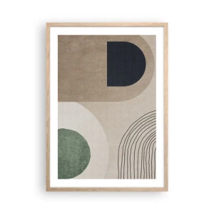 Plakat i ramme af lyst egetræ - Blidheden i en oval - 50x70 cm