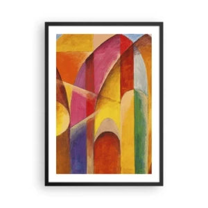 Plakat i sort ramme - Farverig abstraktion med geometriske former - 50x70cm - Solens katedral - Moderne vægdekoration til stue og soveværelse ARTTOR