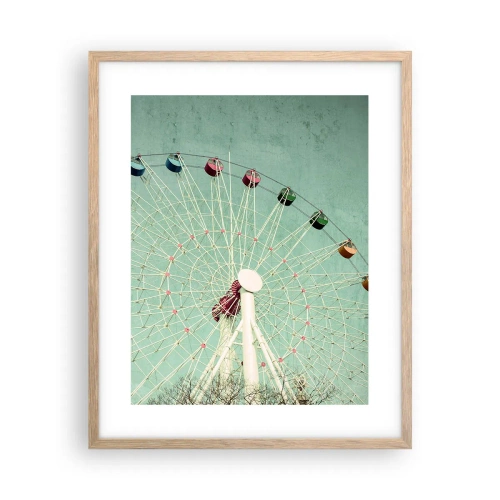 Plakat i ramme af lyst egetræ - Vi inviterer dig til at lege - 40x50 cm