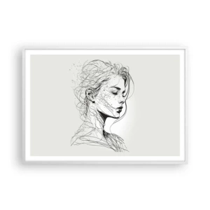 Plakat i hvid ramme - Portræt i drømmeri - 100x70 cm