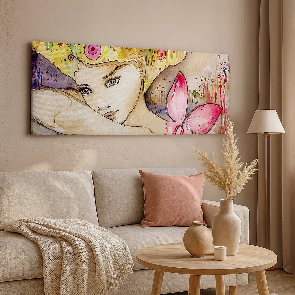 Lærredstryk - Billede på lærred - Sommerfugleprinsesse - 30x30 cm