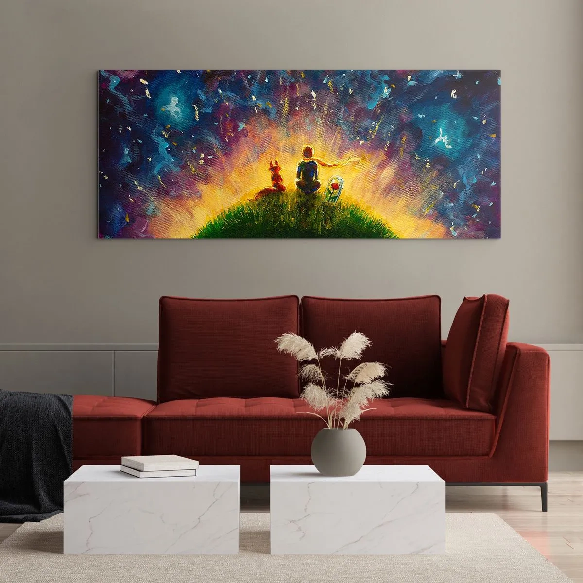 Billede på glas - Kærlighed og venskab - hele verden - 100x40 cm