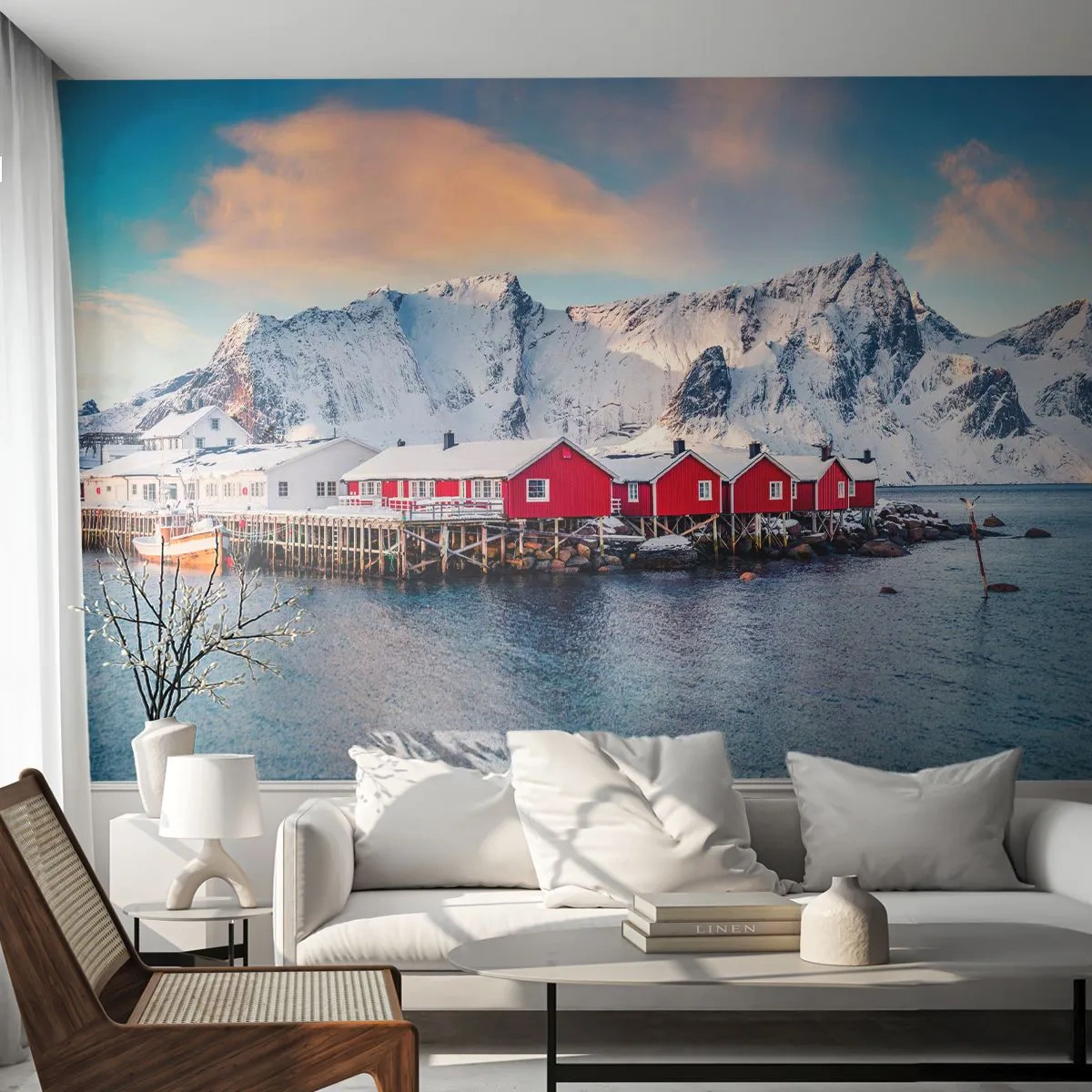 Fototapet Premium Canvas - Nordlig tilbagetrækning - Landskab, Norge, Lofoten - 250x175 cm