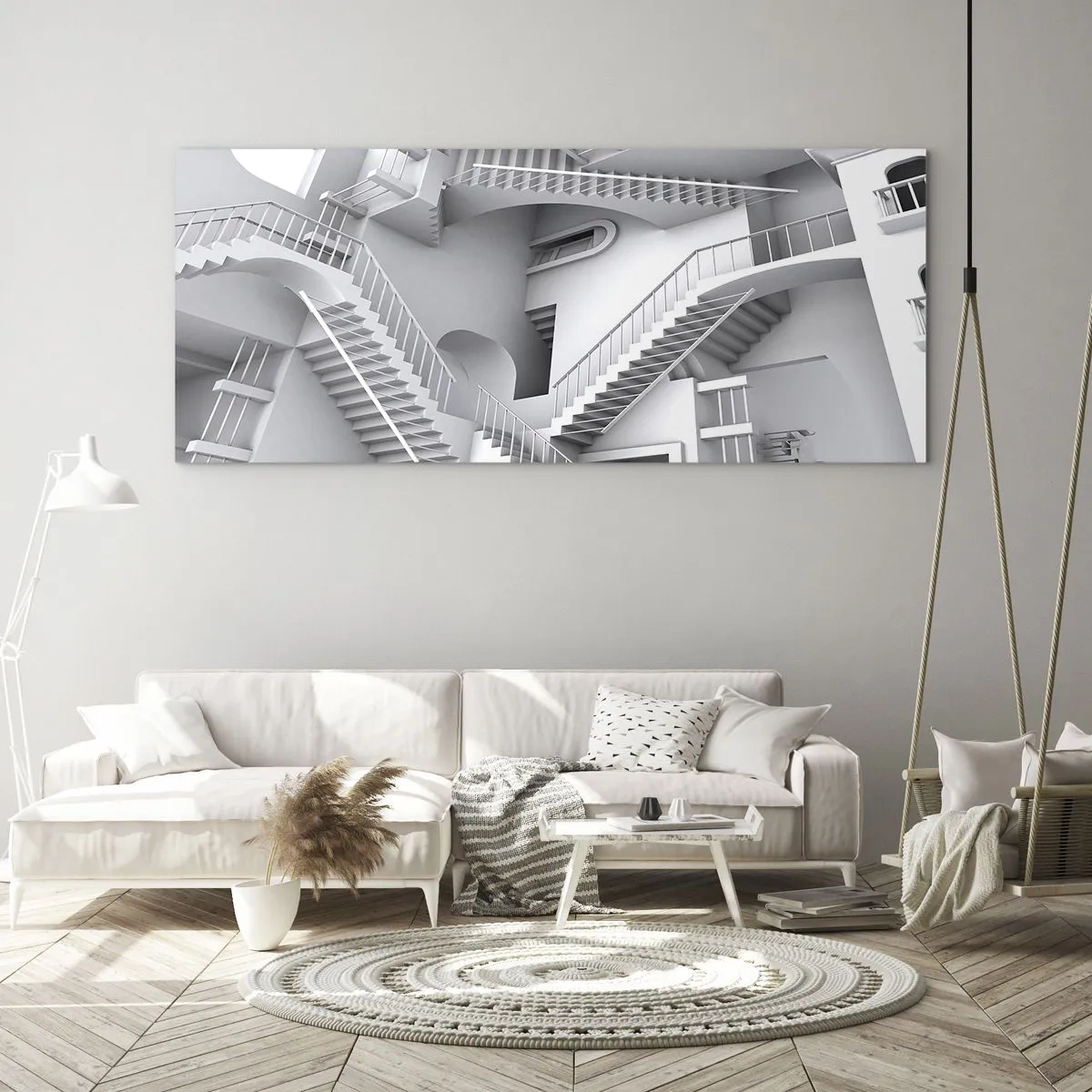Billede på glas - Rummets paradokser - 160x50 cm
