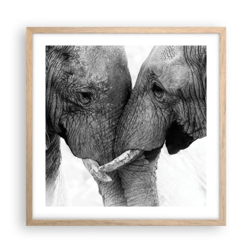 Plakat i ramme af lyst egetræ - Hjertelig tilståelse - 50x50 cm