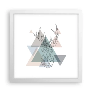 Plakat i hvid ramme - I en geometrisk skov - 30x30 cm