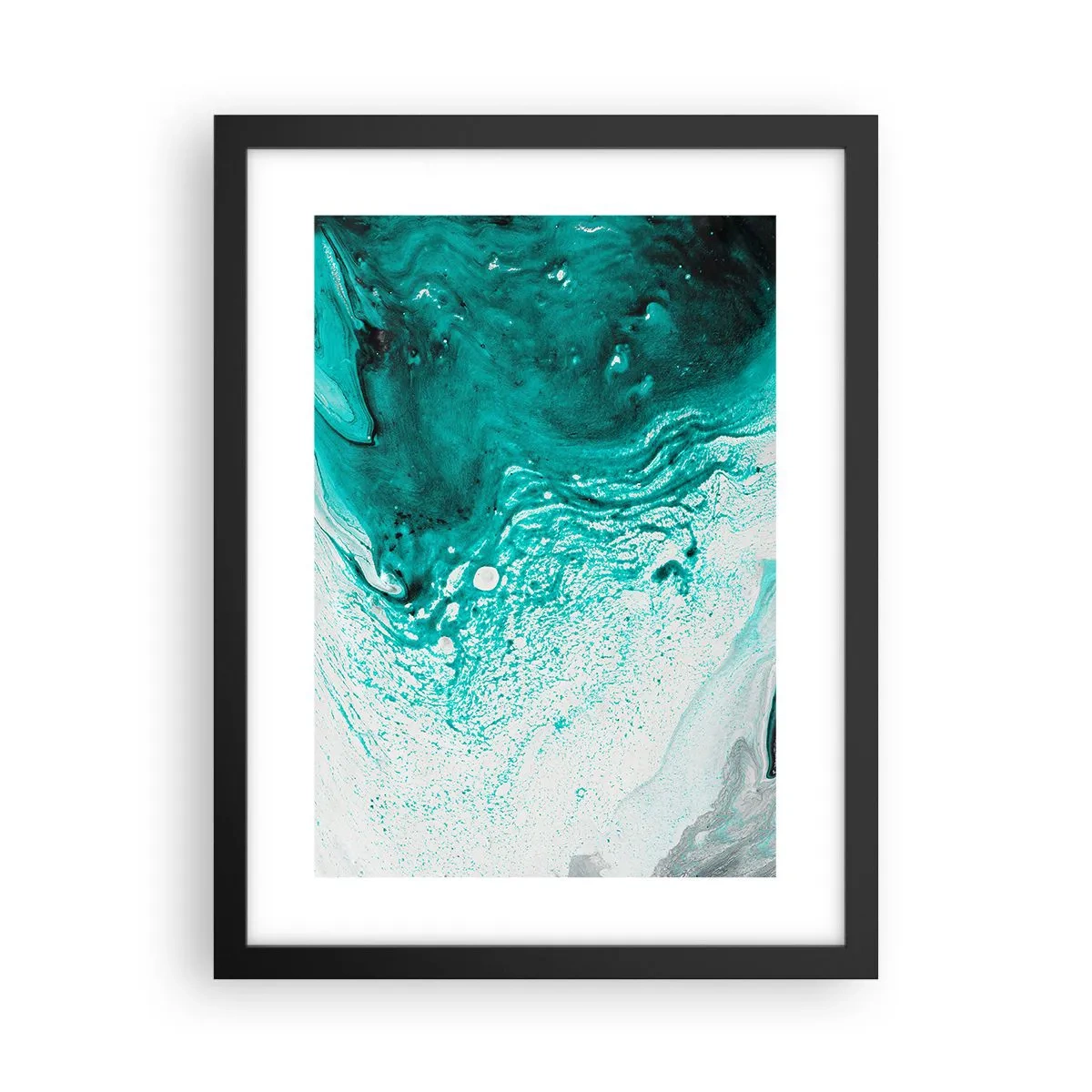 Plakat i sort ramme - Opløses i hvidt og turkis - 30x40 cm