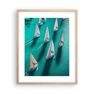 Plakat i ramme af lyst egetræ - Konkurrerer med vinden - 40x50 cm