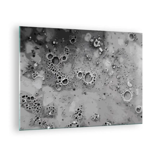 Billede på glas - Et abstrakt mønster, der ligner månens overflade i grå nuancer. - 70x50cm - Som et månelandskab - Moderne vægdekoration til stue og soveværelse ARTTOR