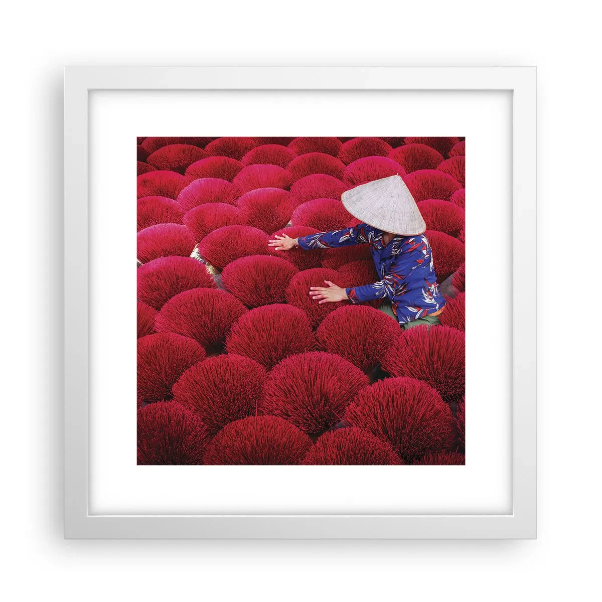 Plakat i hvid ramme - I en rismark - 30x30 cm