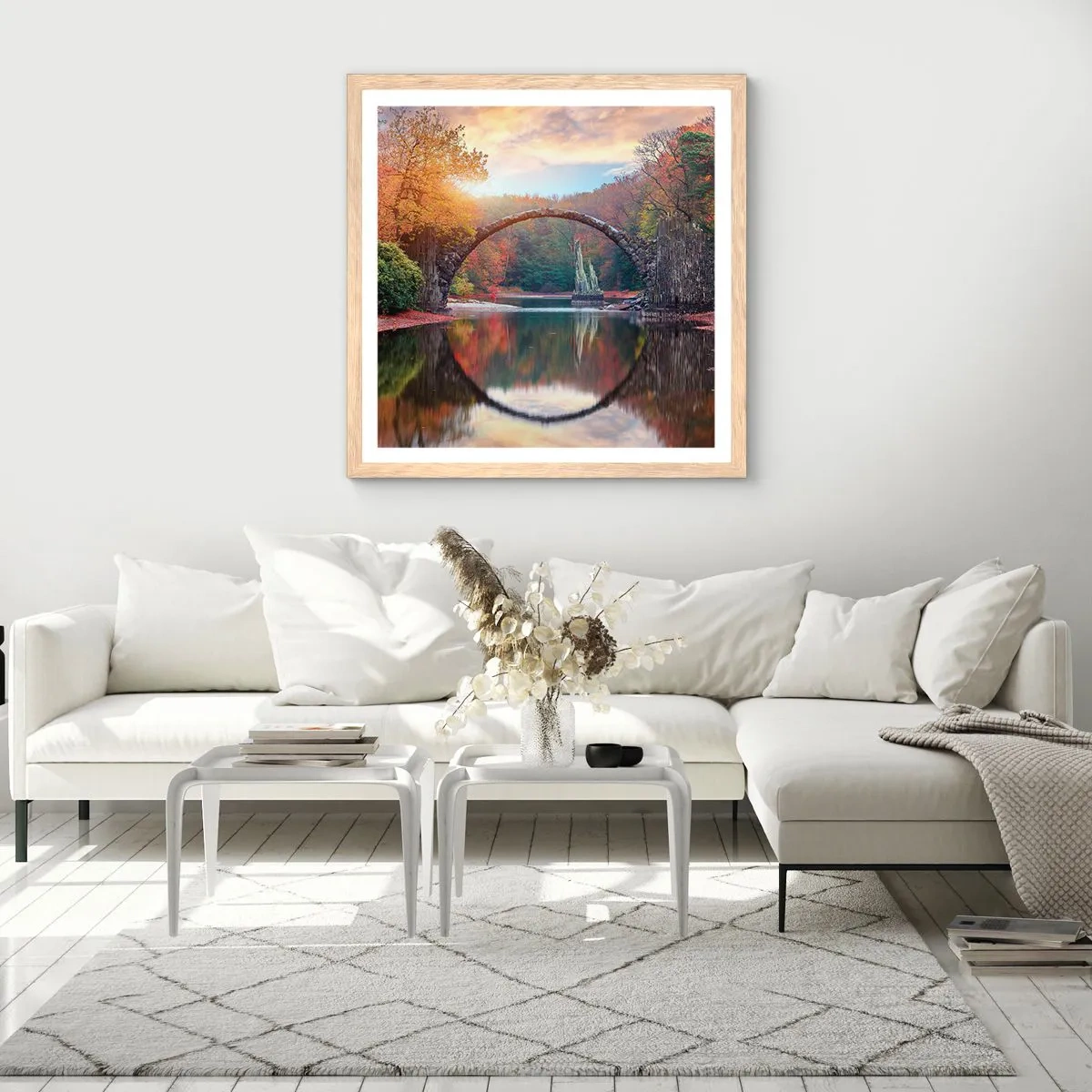 Plakat i ramme af lyst egetræ - På den anden side af spejlet - 40x40 cm