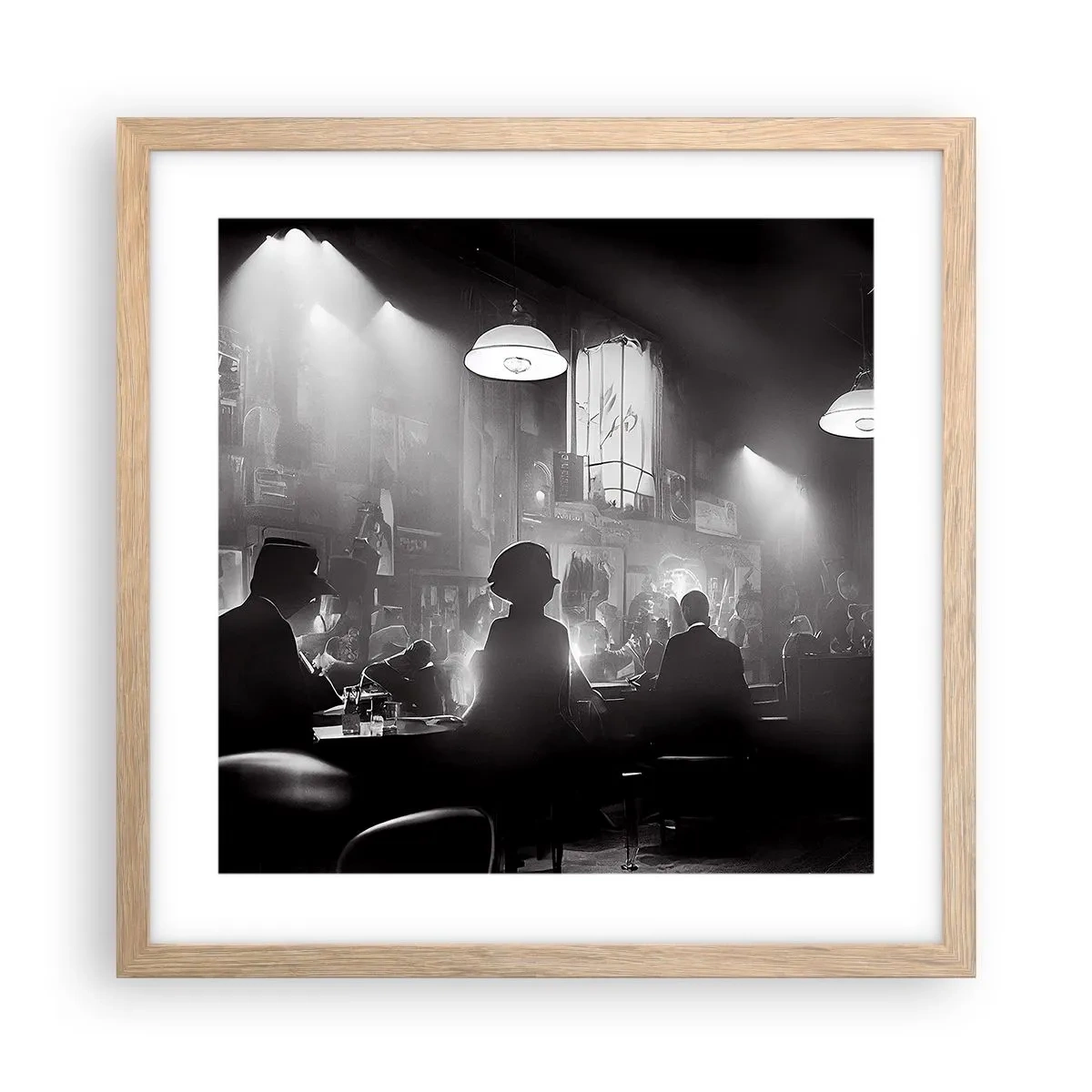 Plakat i ramme af lyst egetræ - I en jazzet stemning - 40x40 cm