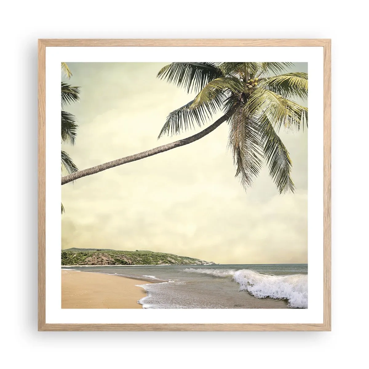 Plakat i ramme af lyst egetræ - En tropisk drøm - 60x60 cm