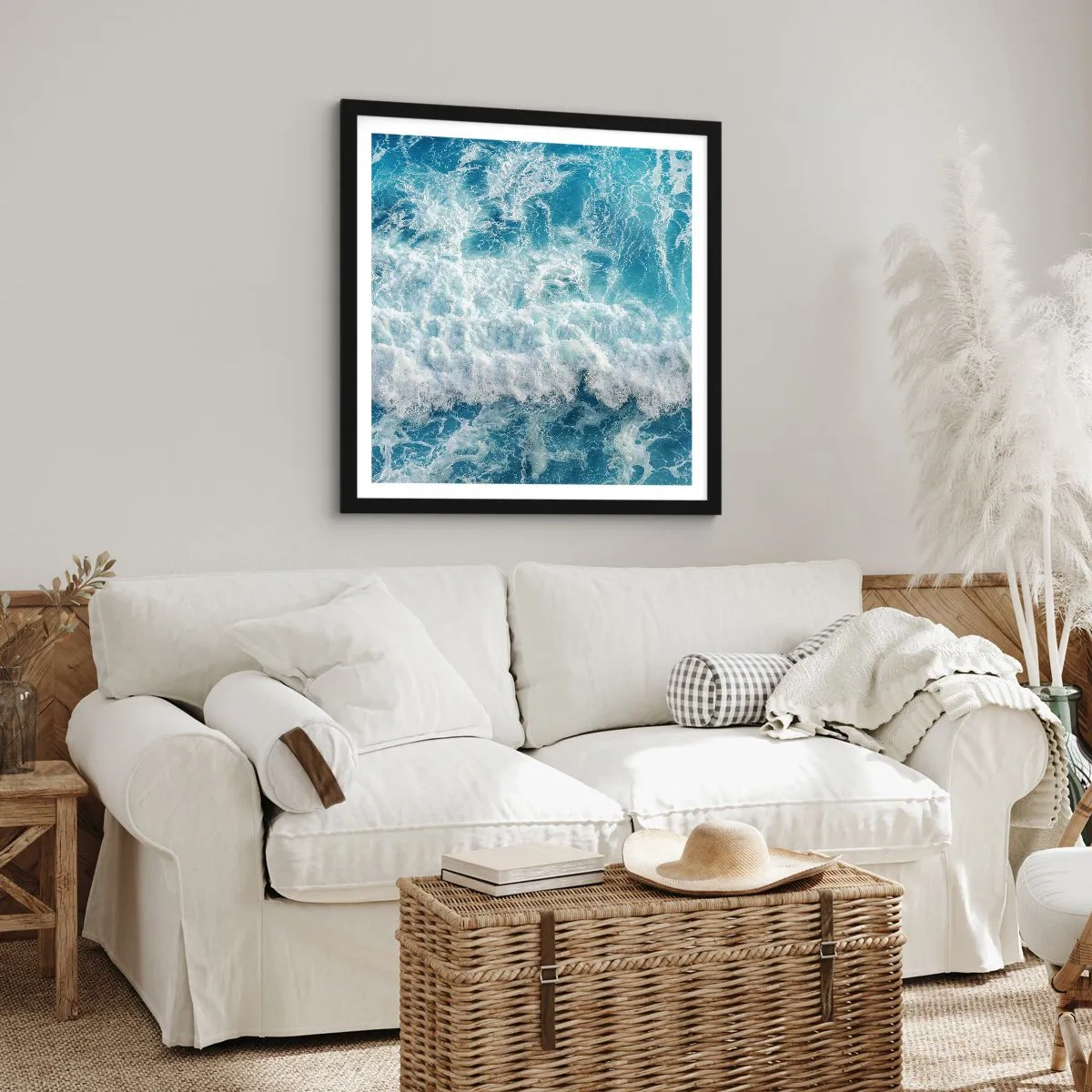 Plakat i sort ramme - Glædeligt og i spring - 30x30 cm