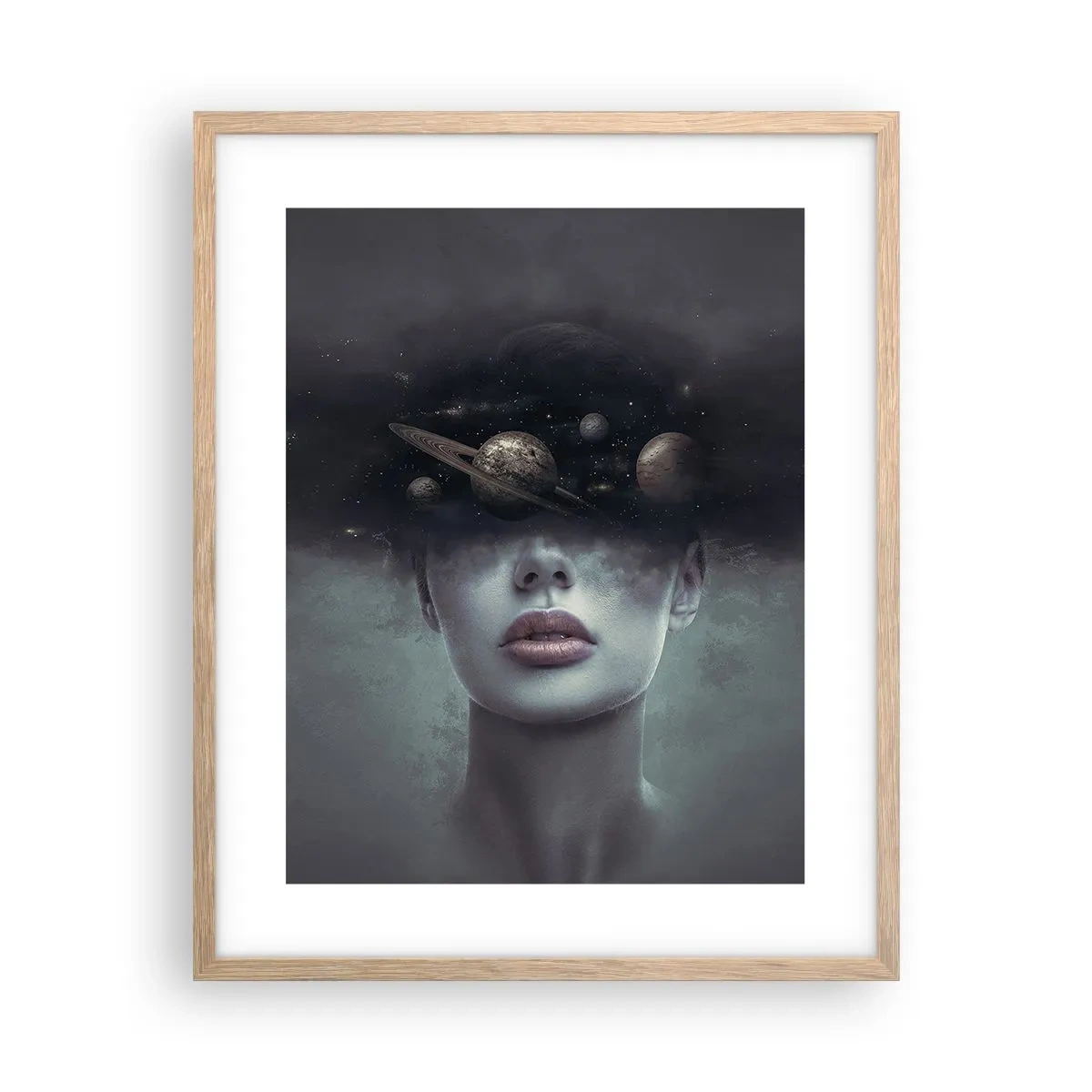 Plakat i ramme af lyst egetræ - Og planeterne er ved at gå amok... - 40x50 cm
