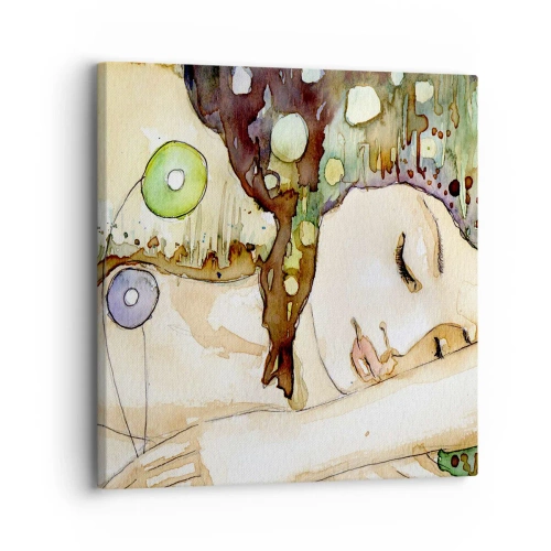 Lærredstryk - Billede på lærred - Smaragd-violet drøm - 30x30 cm