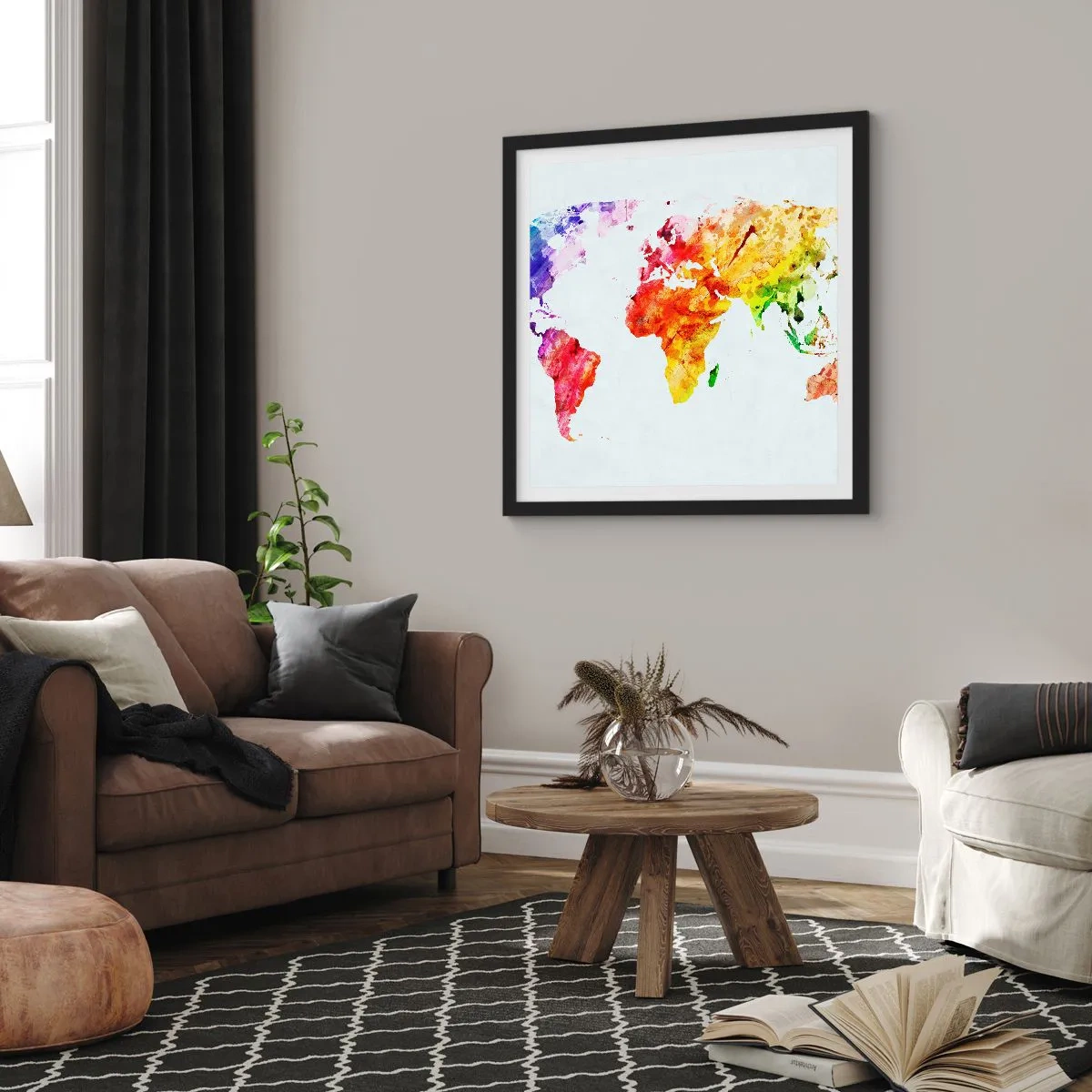 Plakat i sort ramme - Alle verdens farver - 30x30 cm