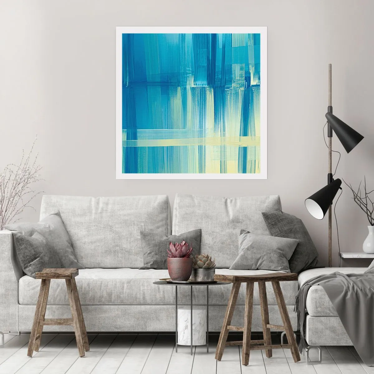 Plakat - Komposition i turkis - 60x60 cm