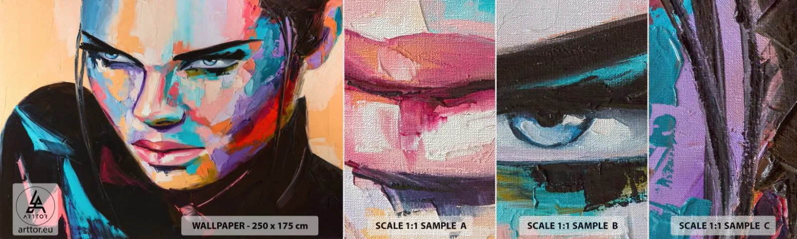 Prøve Fototapet Premium Canvas - Vild i hjertet - Kvinde, Portræt af en kvinde, Pige - 100x30 cm