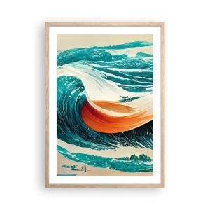 Plakat i ramme af lyst egetræ - Surferens drøm - 50x70 cm