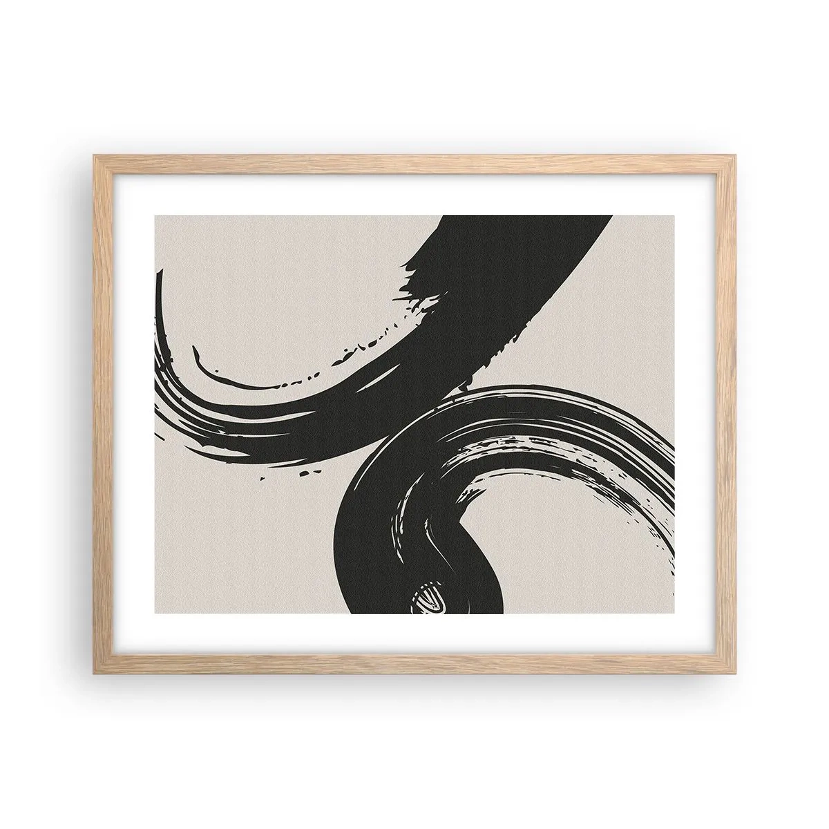 Plakat i ramme af lyst egetræ - Fejende og cirkulær - 50x40 cm