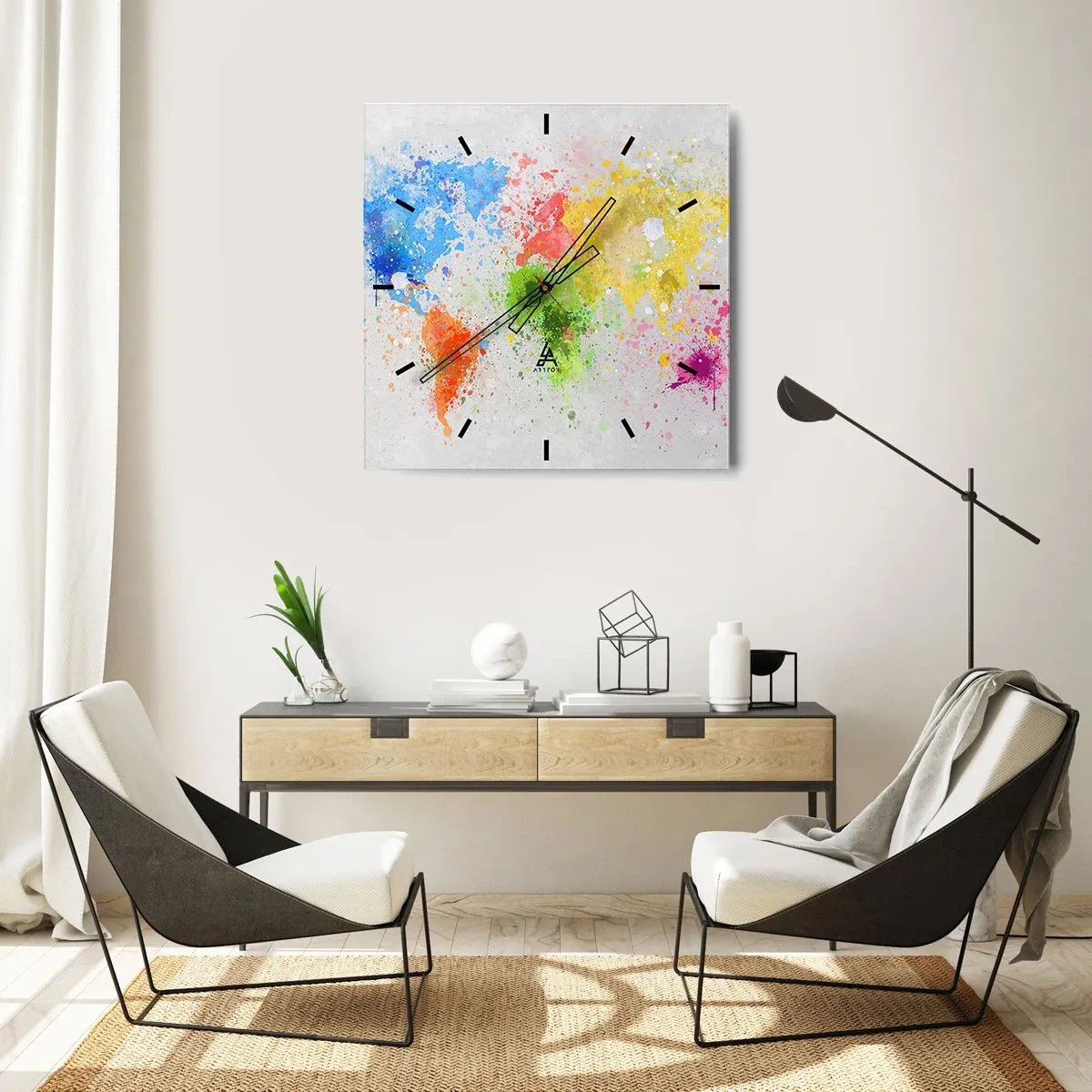 Vægur, Uret - Alle verdens farver - 40x40 cm
