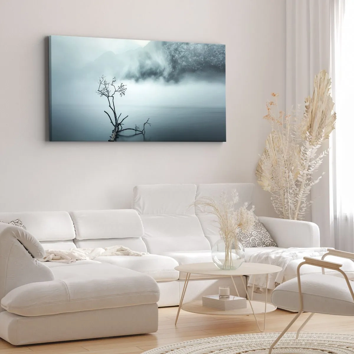 Lærredstryk - Billede på lærred - Ud af vand og tåge - 100x40 cm