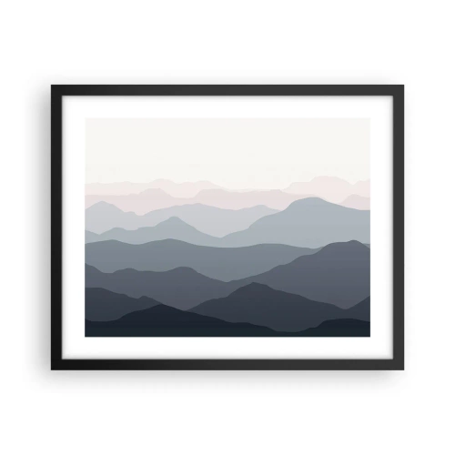 Plakat i sort ramme - Bølger af bjerge - 50x40 cm