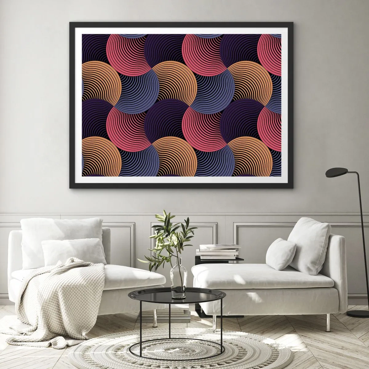 Plakat i sort ramme - I en cirkulær rytme - 70x50 cm