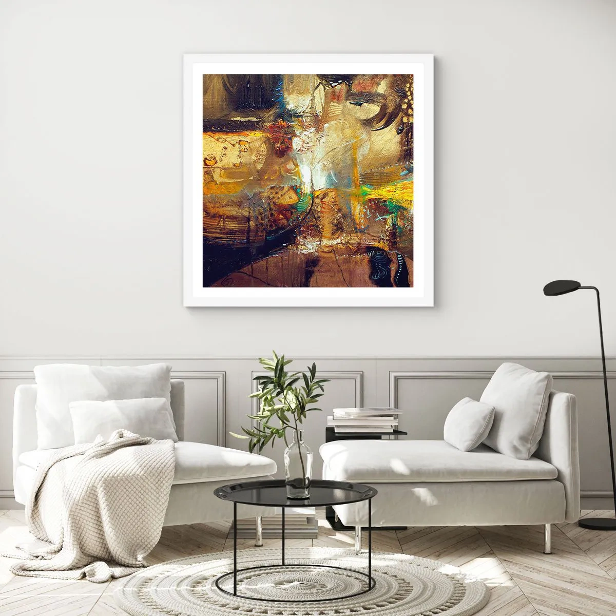 Plakat i hvid ramme - Kold, varm, meget varm - 40x40 cm