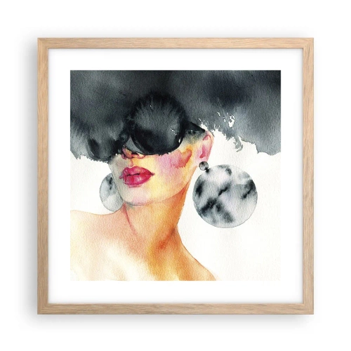 Plakat i ramme af lyst egetræ - Hemmeligheden bag elegance - 40x40 cm