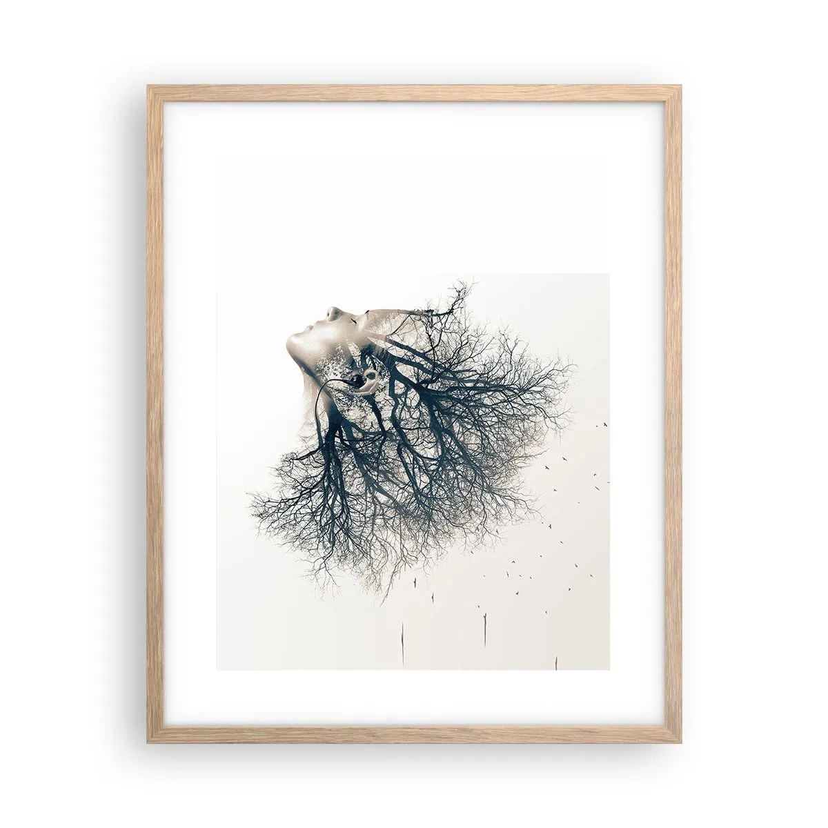 Plakat i ramme af lyst egetræ - Lyttede til træets hvisken - 40x50 cm