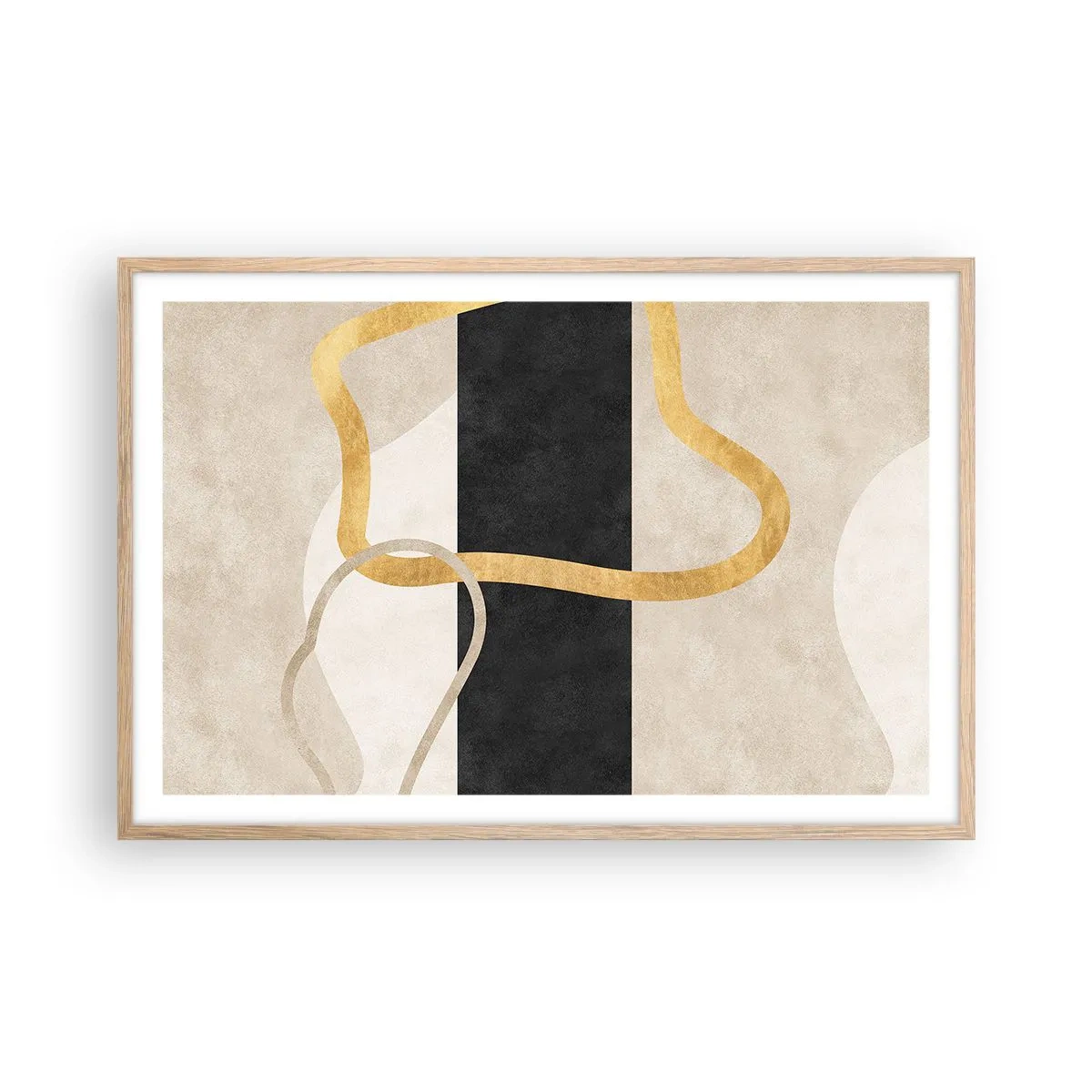 Plakat i ramme af lyst egetræ - Sløjfeformede former - 91x61 cm