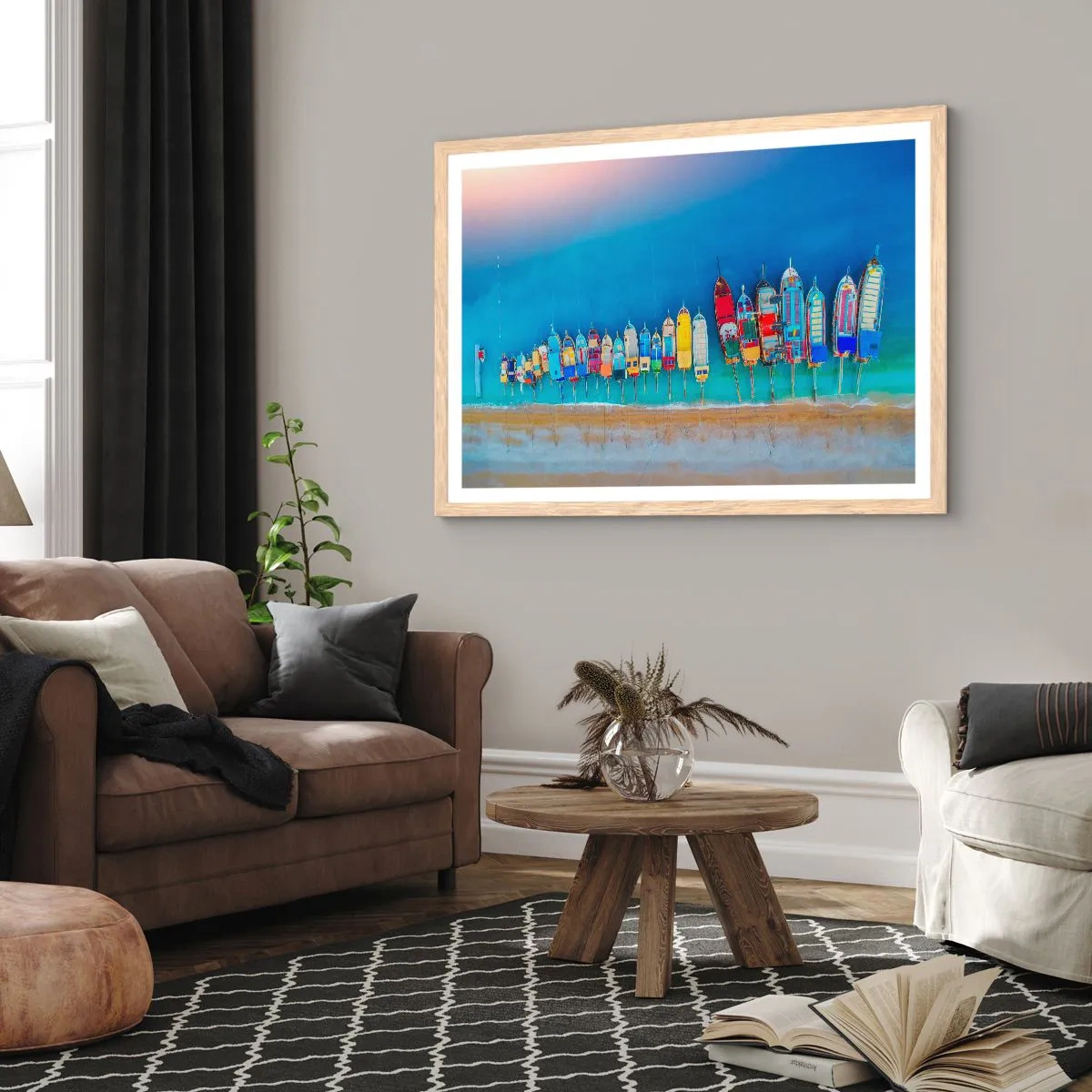 Plakat i ramme af lyst egetræ - Fra et fugleperspektiv - 70x50 cm