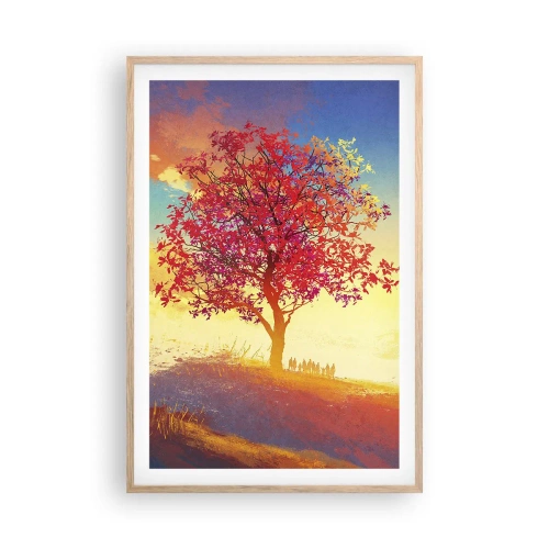 Plakat i ramme af lyst egetræ - Pilgrim på bestemmelsesstedet - 61x91 cm