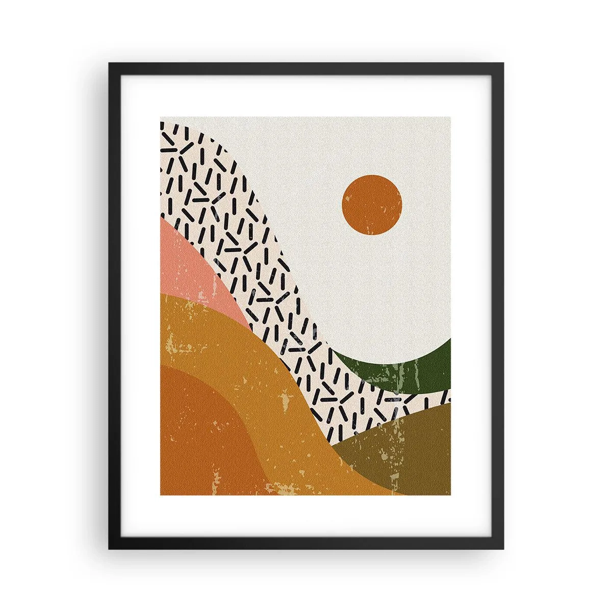 Plakat i sort ramme - Solrig abstraktion - 40x50 cm