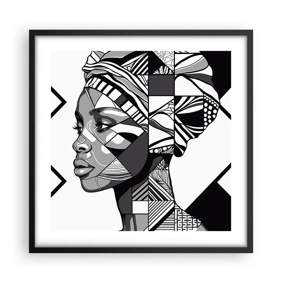 Plakat i sort ramme - Etnisk portræt - 50x50 cm