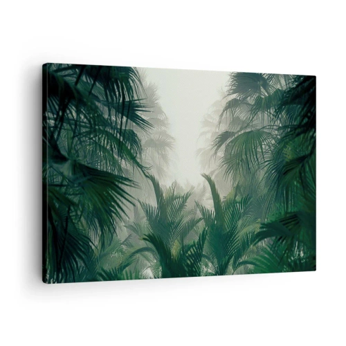 Lærredstryk - Billede på lærred - Tropisk vegetation i tæt regnskovståge - 70x50cm - Tropisk mysterium - Moderne vægdekoration til stue og soveværelse ARTTOR