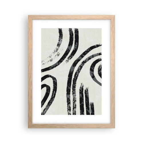 Plakat i ramme af lyst egetræ - Halvt stoppet - 30x40 cm