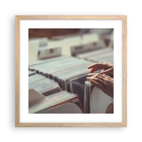 Plakat i ramme af lyst egetræ - På jagt efter følelser - 40x40 cm