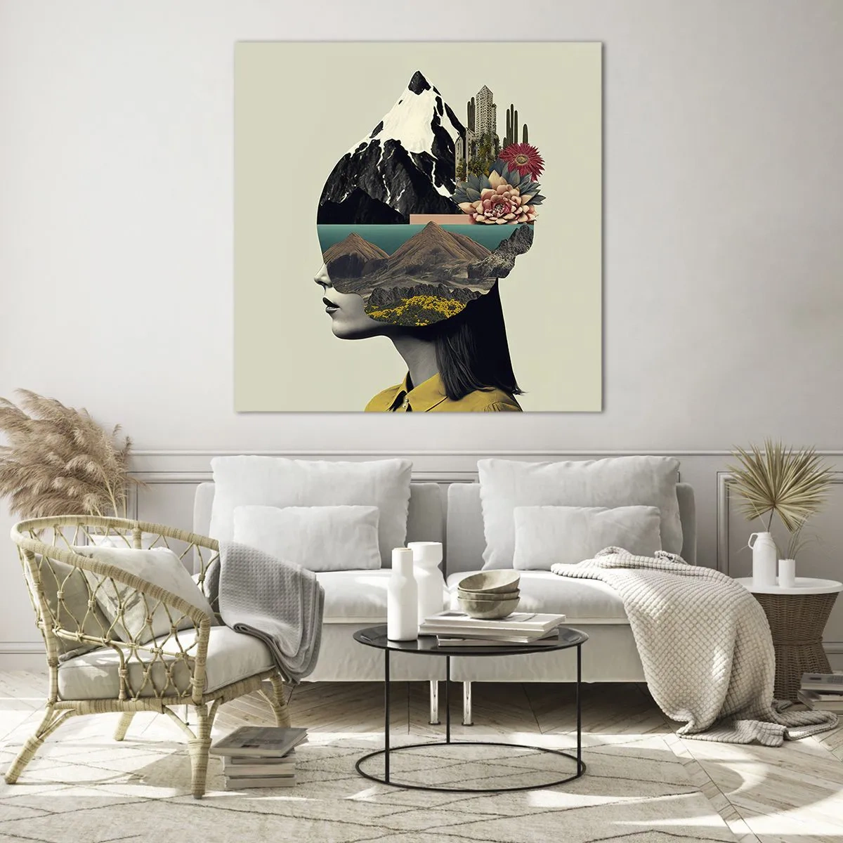 Billede på glas - Kvinden - altid et mysterium - 70x70 cm