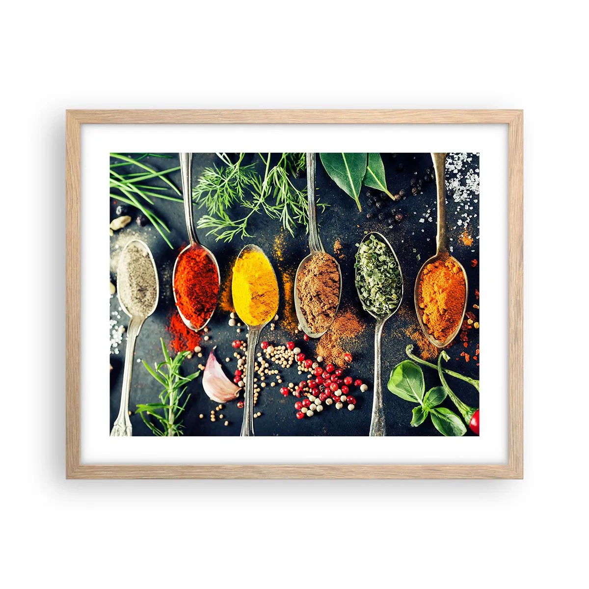 Plakat i ramme af lyst egetræ - Kulinarisk magi - 50x40 cm