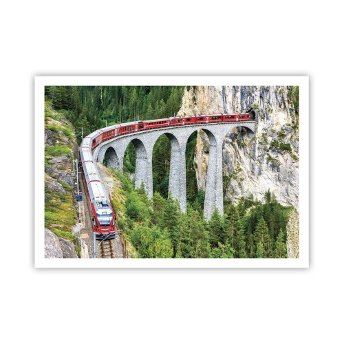 Plakat - Udsigt over bjergene til gengæld - 100x70 cm