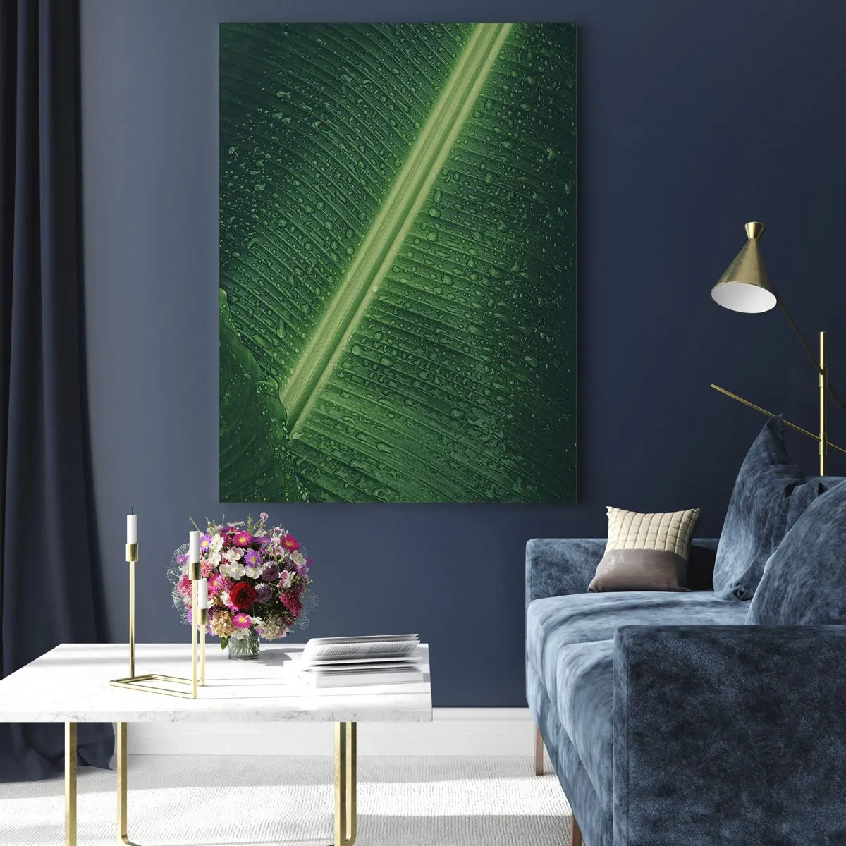 Billede på glas - Grøn struktur - 50x70 cm