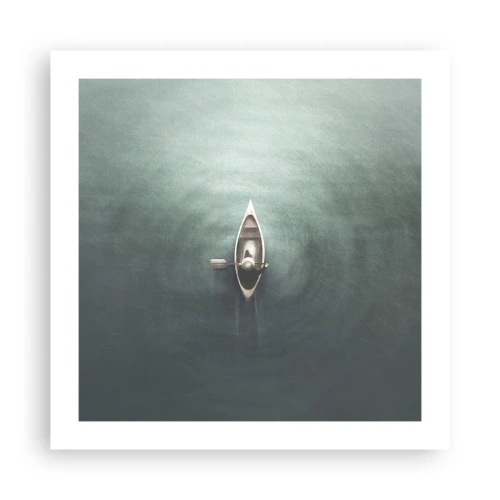 Plakat - På tværs af en månelyst sø - 50x50 cm