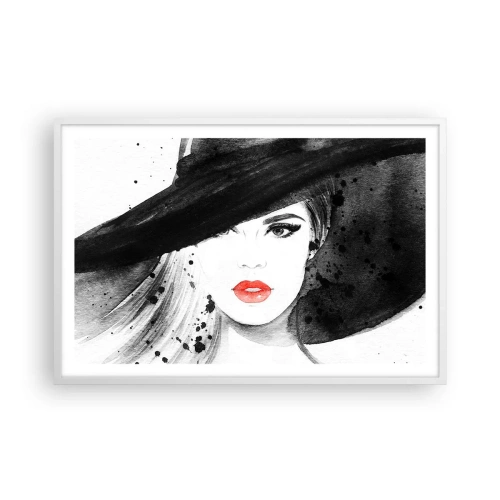 Plakat i hvid ramme - Dame i sort - 91x61 cm